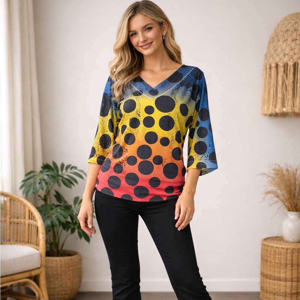 Urban Mix Colorful Ombre Polka Dot Blouse Size Small/Medium